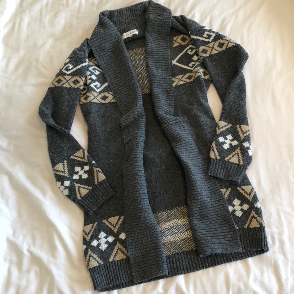 Cozy Gray Patterned Target Cardigan Sweater